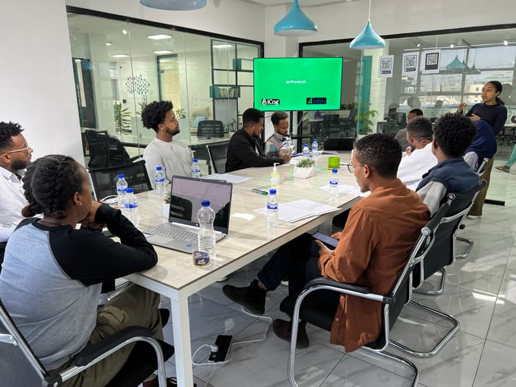 Meeting room with presentation setup